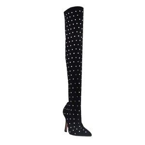 Privileged /Lemon Drop " CRYSTALS GALORE " Black -Thigh High (BRAND NEW !!!)